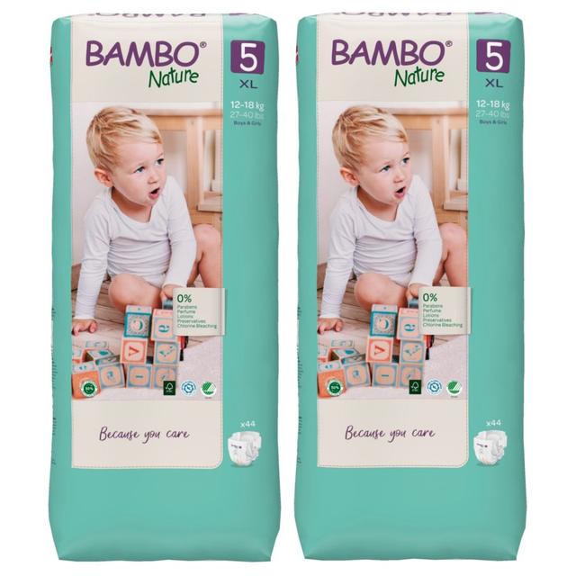 Bambo Nature - Eco-Friendly Diapers, Size 5, 12-18kg 88 pcs, Tall Value Pack