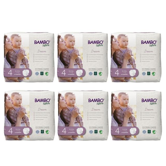 Bambo Nature Eco-Friendly Diapers, Size 4, 7-14Kg, 162 Diapers,Mega Pack