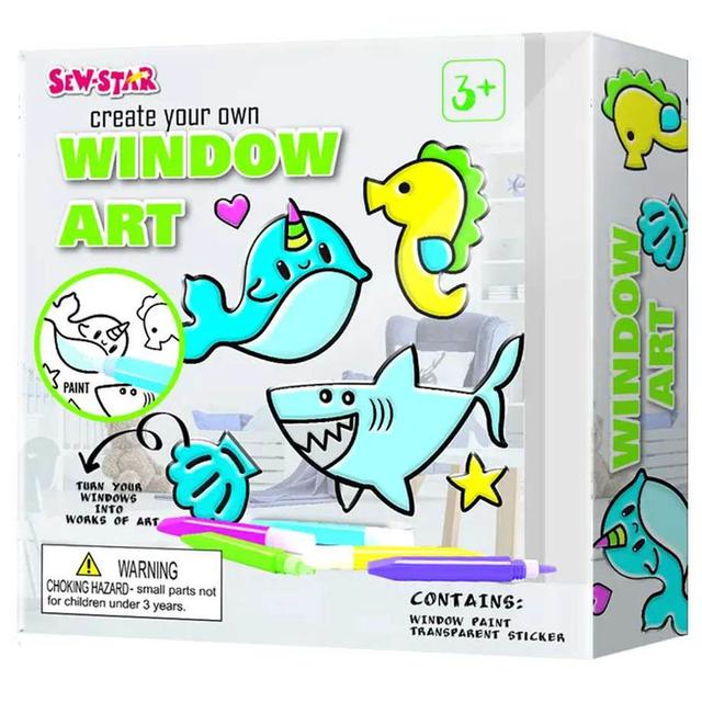 Sew Star - Window Art Paint Your Own Shark Fish W/ Colours DIY Kit