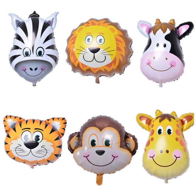 Highland - 6pcs Animal Foil Balloons for Jungle Theme Birthday Decoration