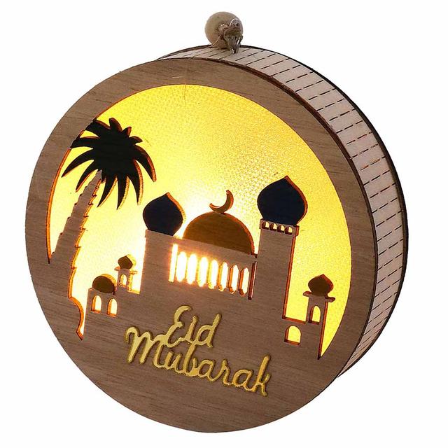 Highland - Eid Mubarak  Round Wooden LED Pendant