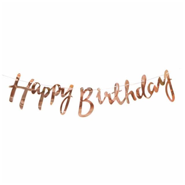 Highland - Metalllic Rose Gold Happy Birthday Banner 