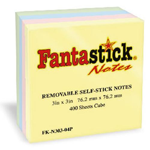 Fantastick - Stick Notes 3"x3" Pastel - 4 Colors 12pcs