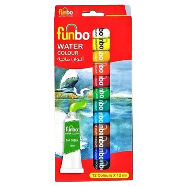 Funbo - Set of 12 Watercolour Paint Tubes - 12ml