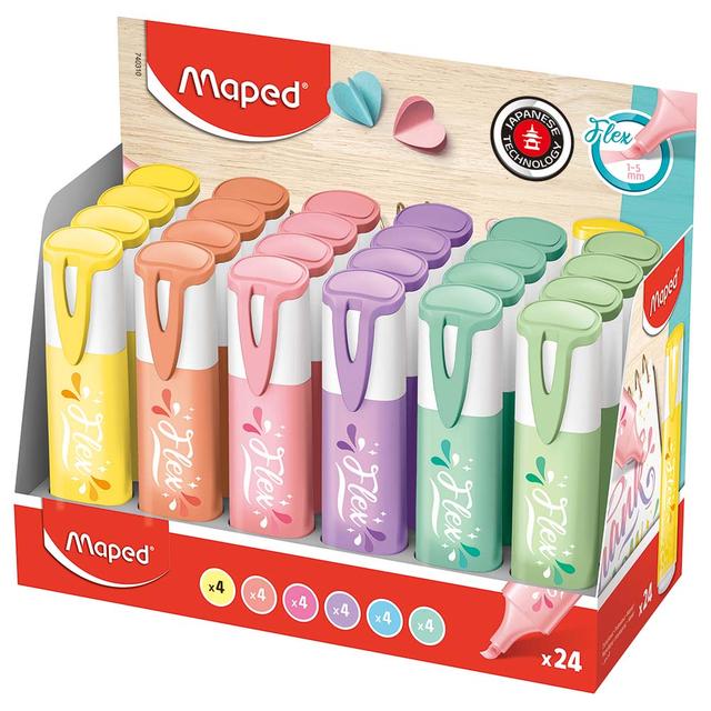 Maped - Fluopeps Pastel Flex Highlighter Pack - 24pcs