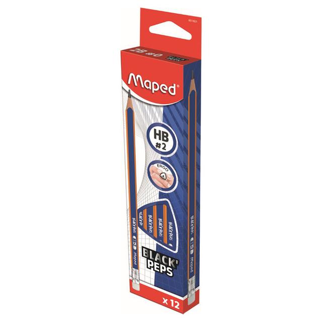 Maped - Black Peps Navy 12X Hb Pencil + Eraser Box