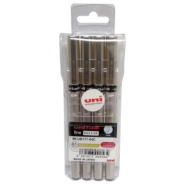 Uni-ball - Delux 0.7mm Roller Ball Pens Pack of 4