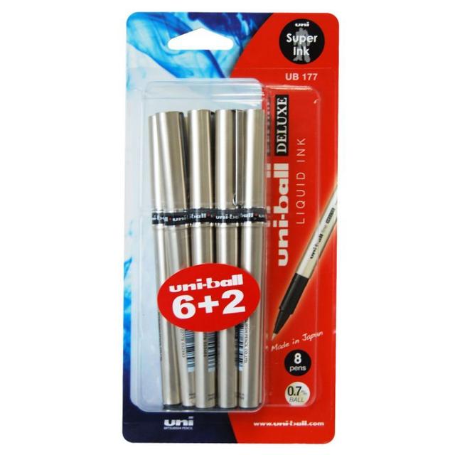 Uni-Ball - Deluxe 0.7mm Pens 6+2 Free