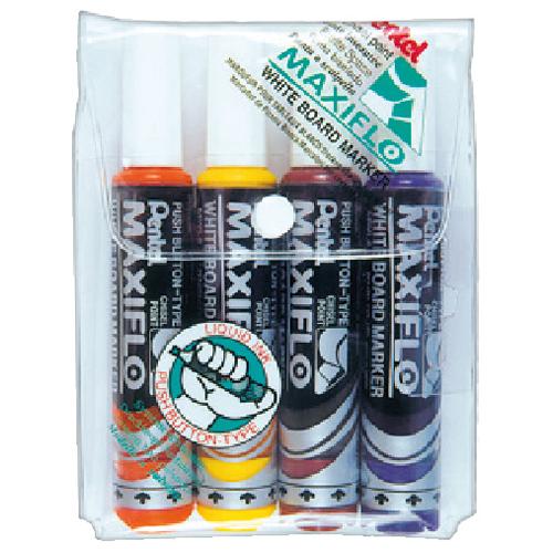 Pentel - Maxiflo White Board Marker Chisel 4pcs