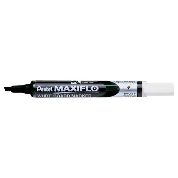 Pentel 12pcs Maxiflo WhiteBoardMarker Slim ChiselPoint Black