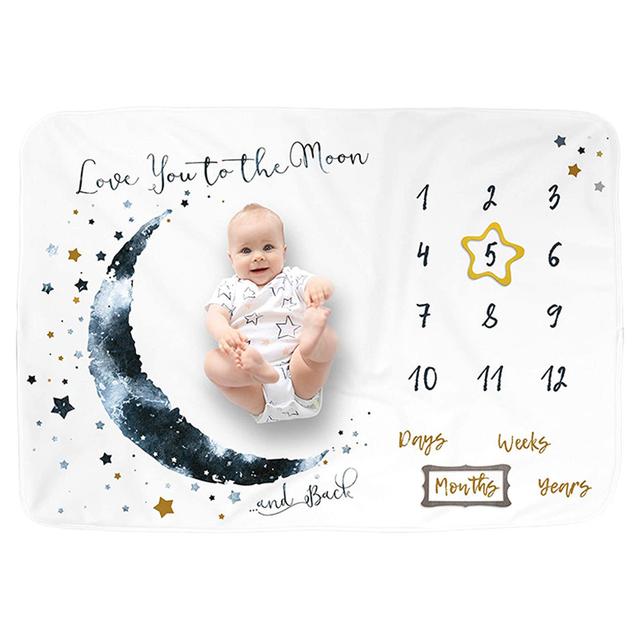 Tiny Toes - Fleece Milestone Blanket - Moon