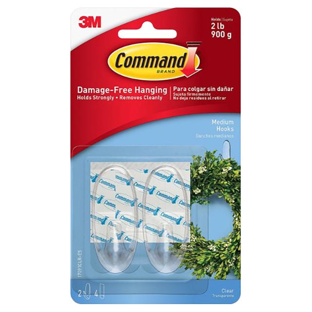 Command - Clear Medium 2 Hooks 4 Strips