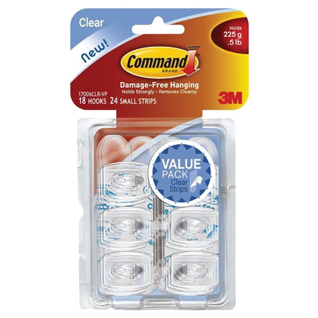 Command - 18 Pack Clear Mini Hook