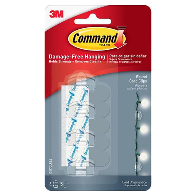 Command - 4 Pack Clear Round Cord Clip