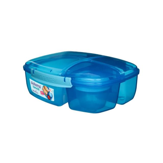 Sistema - Lunch Triple Split with Yogurt Pot - Blue