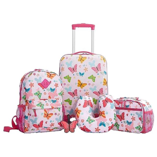 Travelers Club - 360 Degree Spin Luggage Set - Pink - 5pcs