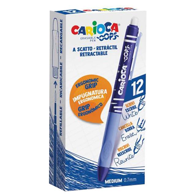 Carioca - Oops Erasable Pen Box Pack Of 12 - Blue