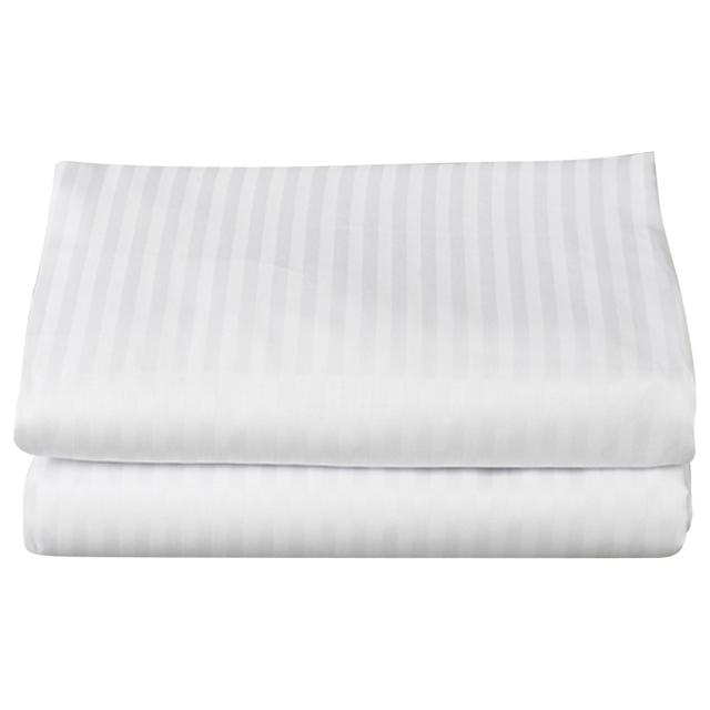 Kingtex - Satin Stripe Bedsheet - White