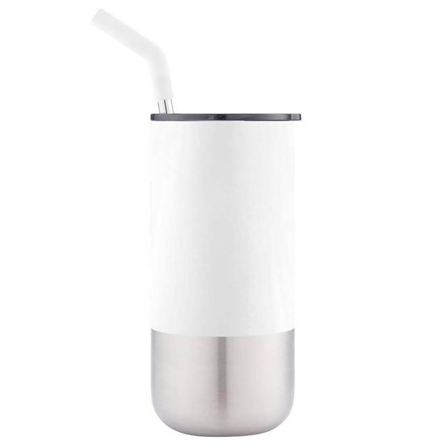 Hans Larsen - Borculo Insulated Tumbler w/ Reusable Straw - White