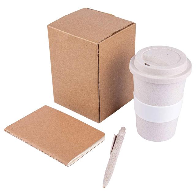 Eco-Neutral - Korgan Eco Mug W/ Fsc Notebook & Pen Set - Brown