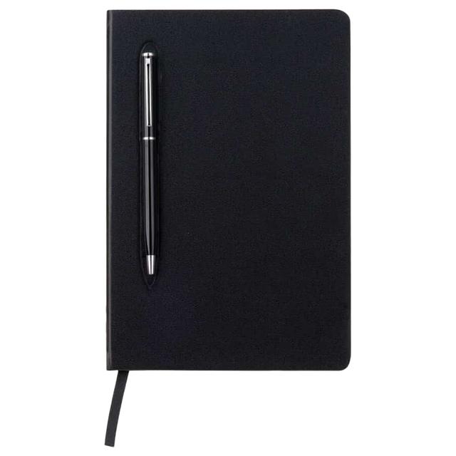 Giftology - Campina Hard Cover Notebook W/ Metal Pen - A5 - Black