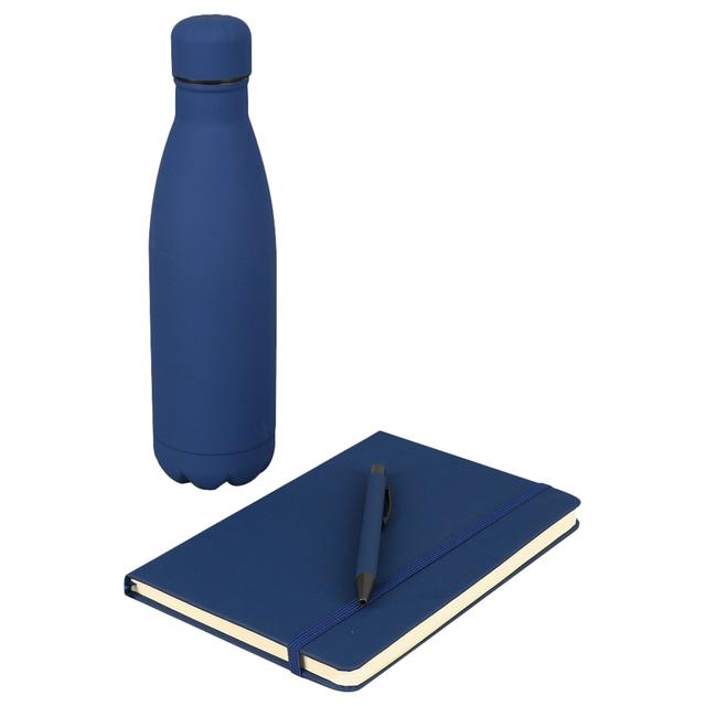 Giftology - Lauta Stainless Bottle W/ Notebook & Pen Set - Blue