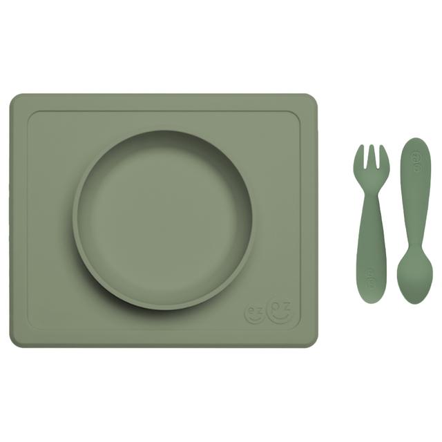 ezpz - Mini Bowl & Utensils - Olive