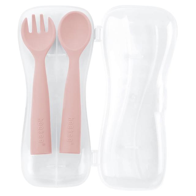 Haakaa - Bendy Silicone Cutlery Set And Case - Blush