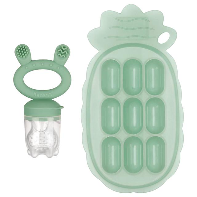 Haakaa - Silicone Pineapply Tray & Feeder W/ Cover - Green