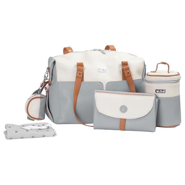 Jikel - Diaper Bag W/ Changing Mat & Bottle Storage - Grey (Exclusive)