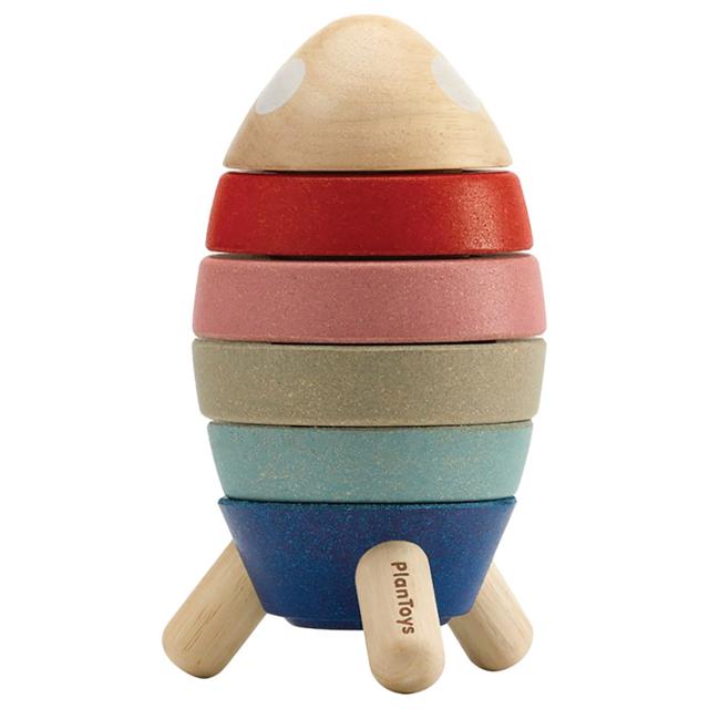 Plan Toys - Wooden Stacking Rocket - Orchard