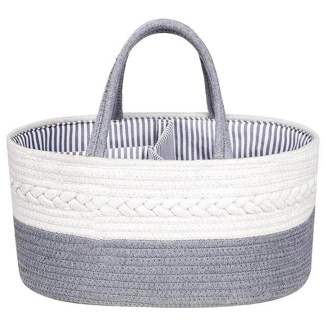 Cherubs - Cotton Rope Diaper Caddy Organizer - Grey