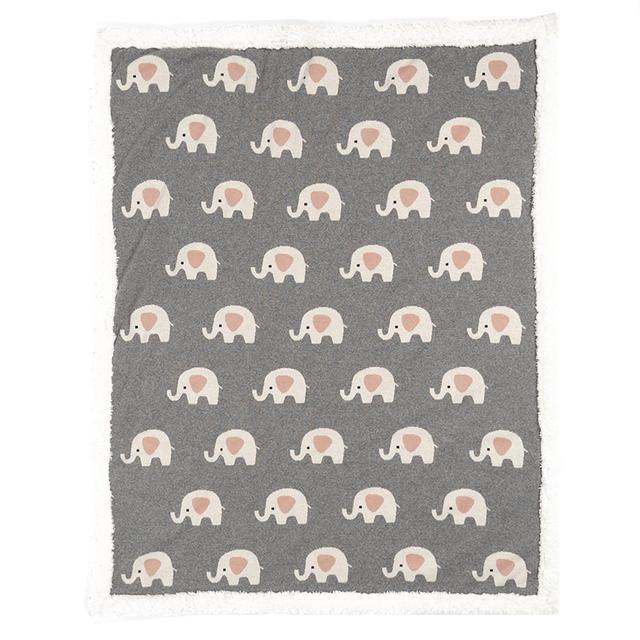 Bumble & Bird - Organic Cotton Blanket With Sherpa Back - Elephant (Exclusive)