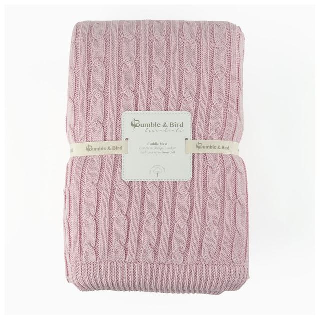 Bumble & Bird - Cuddle Nest Knitted Blanket With Sherpa Back - Pink (Exclusive)