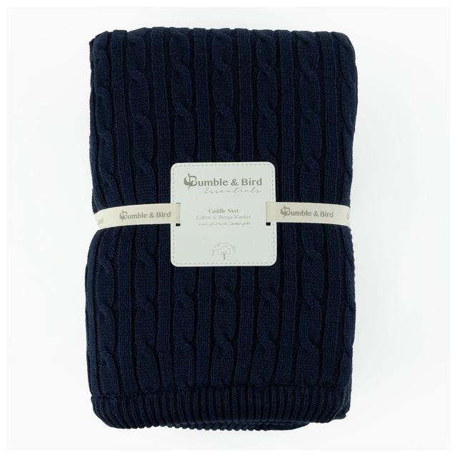 Bumble & Bird - Cuddle Nest Knitted Blanket With Sherpa Back - Blue (Exclusive)