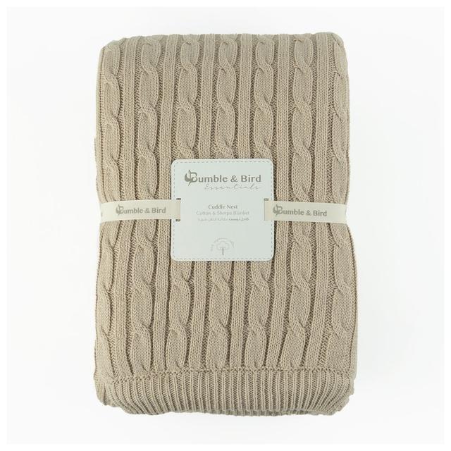 Bumble & Bird - Cuddle Nest Knitted Blanket With Sherpa Back - Beige (Exclusive)