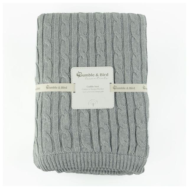 Bumble & Bird - Cuddle Nest Knitted Blanket With Sherpa Back - Grey (Exclusive)