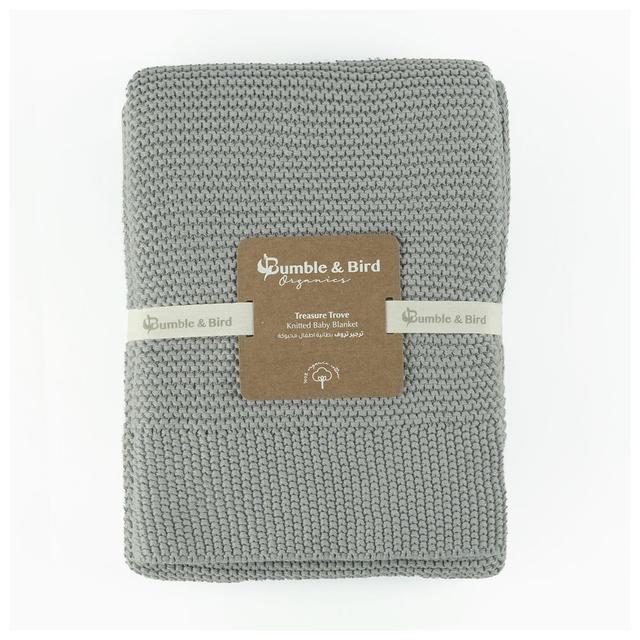 Bumble & Bird - Knitted Receiving Blanket - Grey (Exclusive)