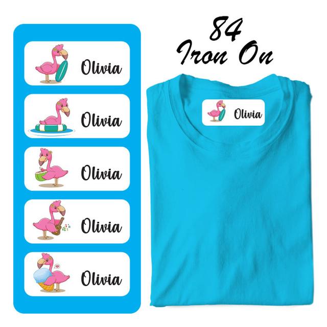 Printshop - Iron On Labels - Pack of 84 - Flamingo