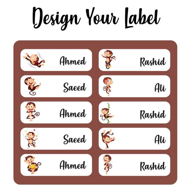 Printshop - Waterproof Personalised Labels - Pack of 84 - Monkey