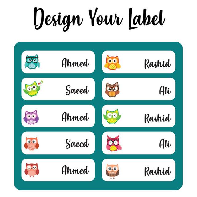 Printshop - Waterproof Personalised Labels Pack of 84 Cartoon Owl