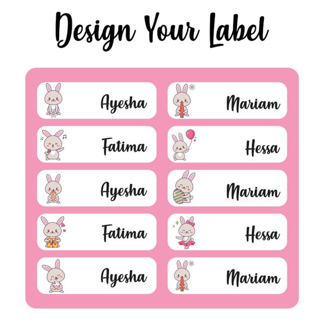 Printshop - Waterproof Personalised Labels - Pack of 84 - Bunny