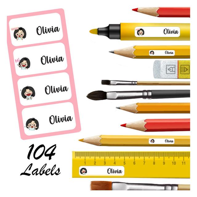 Printshop - Personalised Labels Pack of 104 - Girly Faces