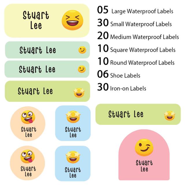 My Labels - Shoe & Iron On Waterproof Labels - Face Emoji