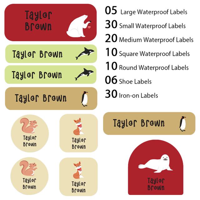 My Labels - Shoe & Iron On Waterproof Labels - Penguin & Fox