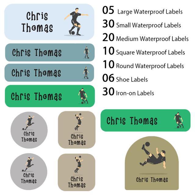 My Labels - Shoe & Iron On Waterproof Labels - Foot Ball Player