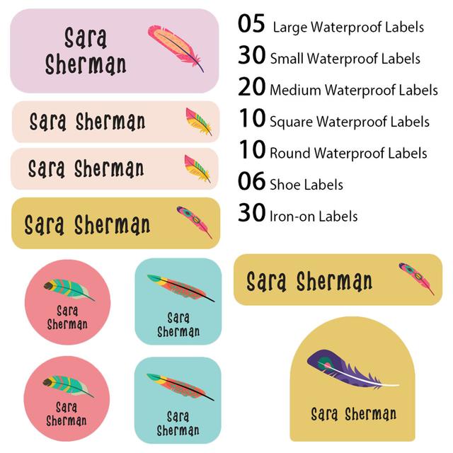 My Labels - Shoe & Iron On Waterproof Labels - Feather