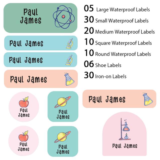 My Labels - Shoe & Iron On Waterproof Labels - Scientific