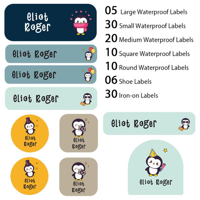 My Labels - Shoe & Iron On Waterproof Labels - Happy Penguin