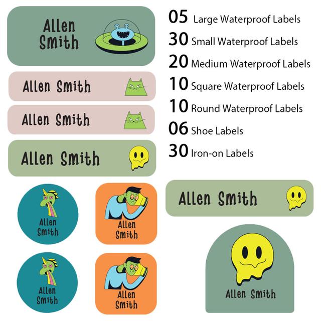 My Labels - Shoe & Iron On Waterproof Labels - Angry Aliens